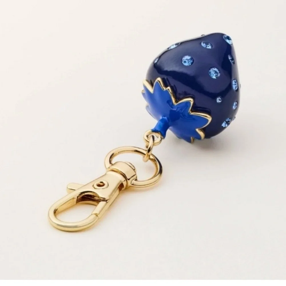 NWT! Kate Spade x Target Blue Strawberry Key Chain Rhinestone - Picture 2 of 3